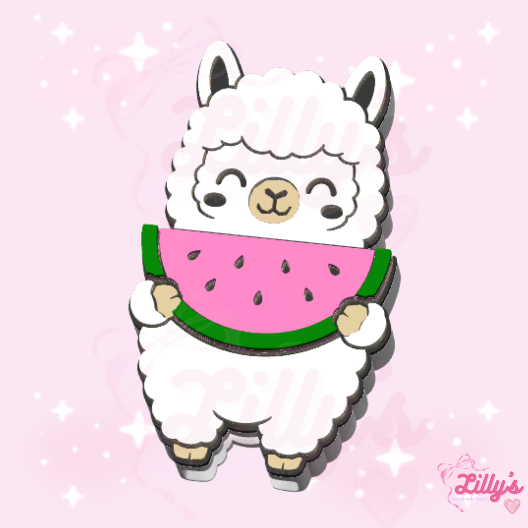 Cute Llama with Watermelon Can Opener Keychain