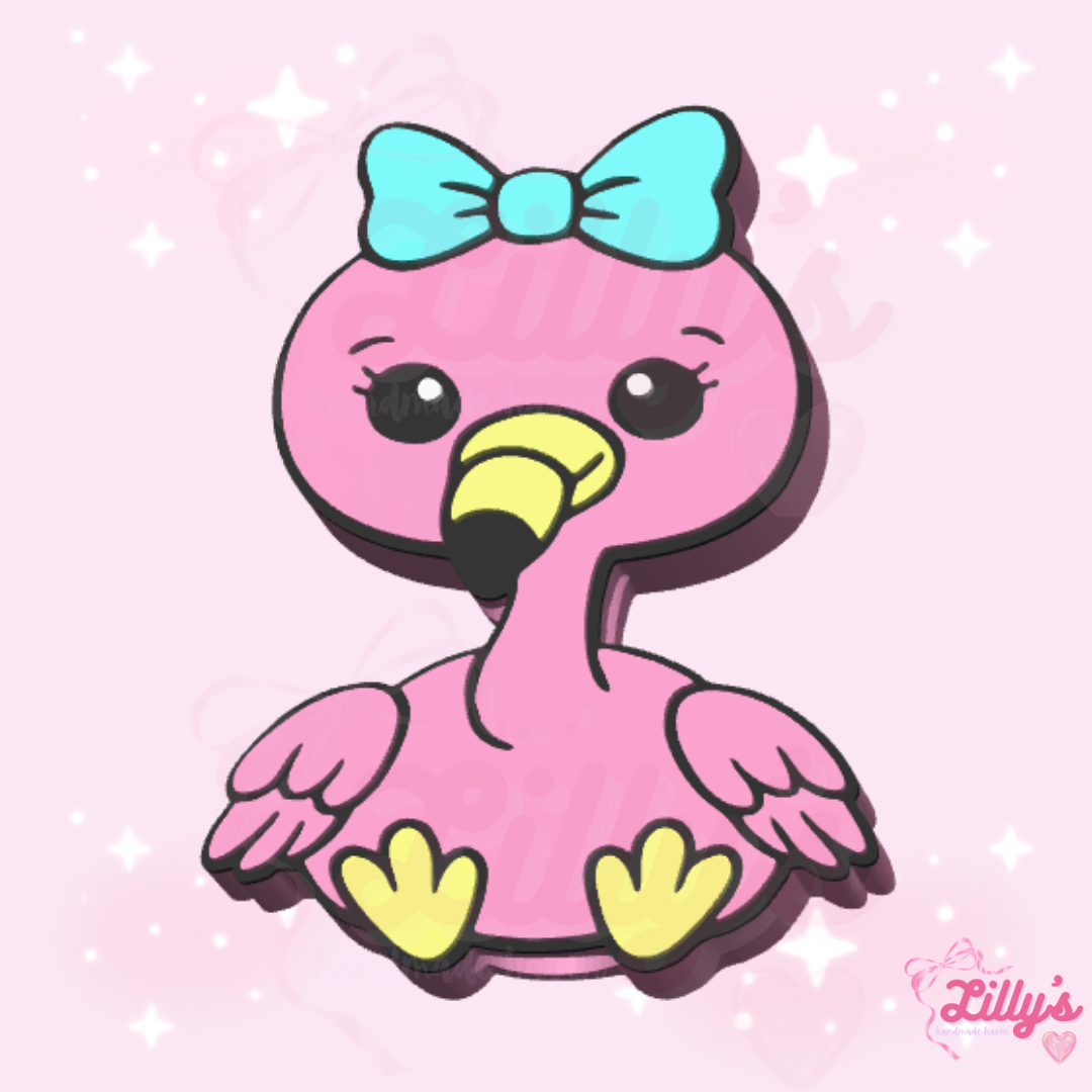 Flamingo with Bow Straw Topper