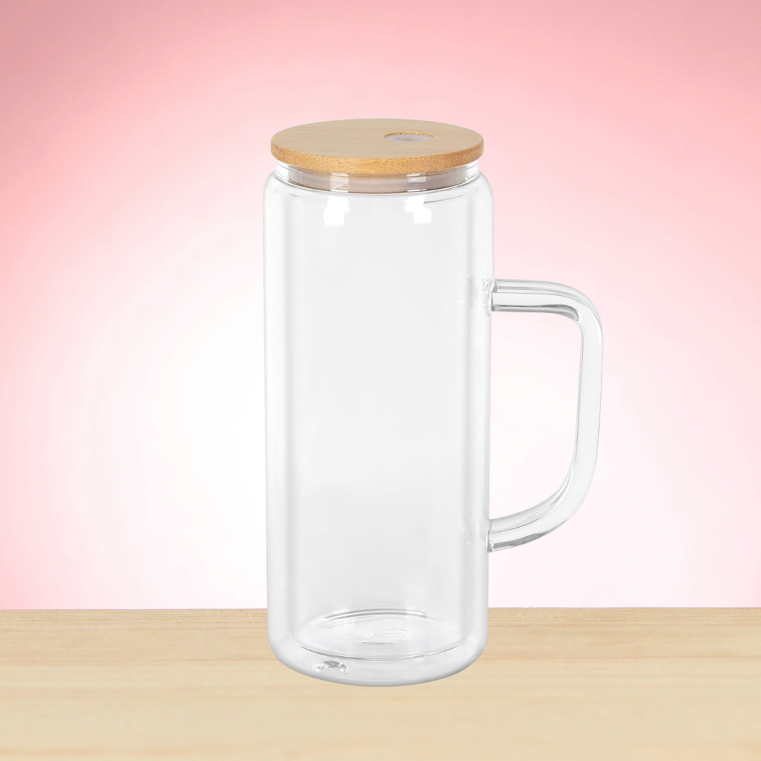 20oz Custom Glass Snow Globe Tumbler with Handle