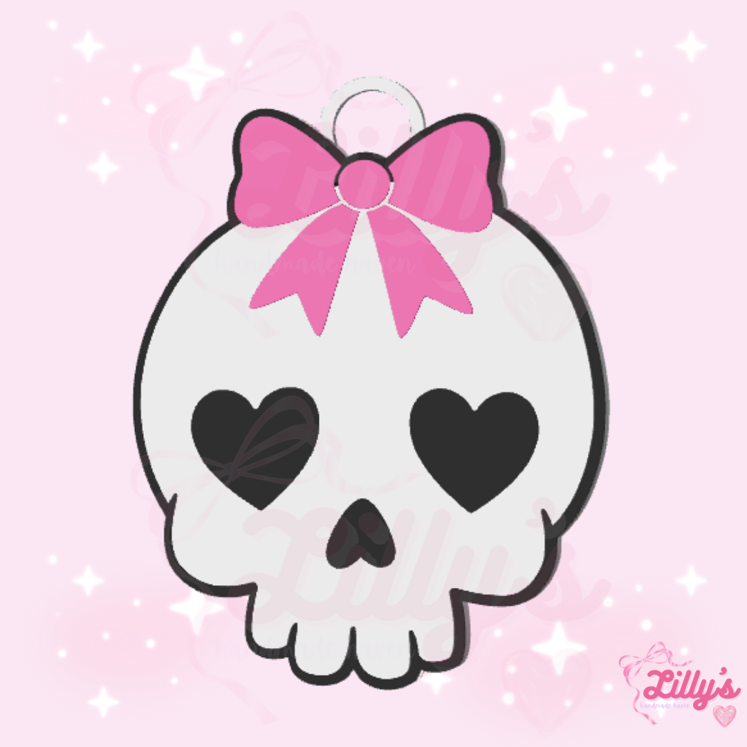 Skull with Bow Can Opener Keychain