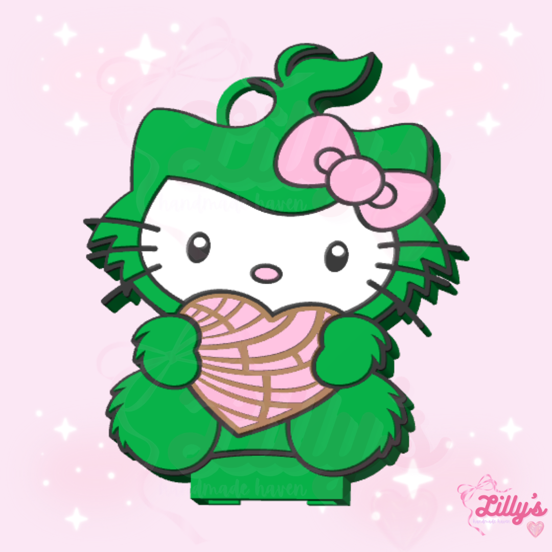 Cute Cat Green Guy Concha Can Opener Keychain