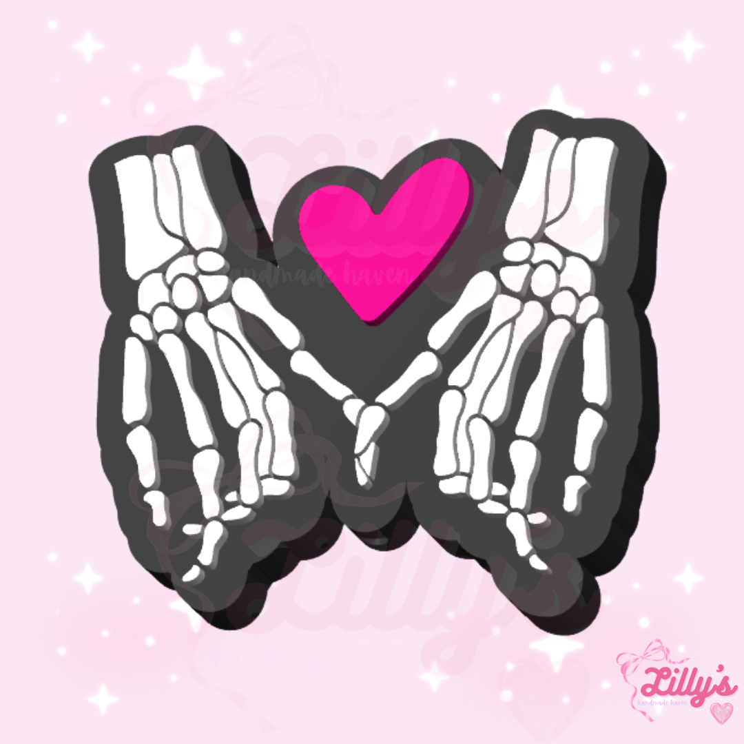 Skeleton Hands Heart Pen Topper