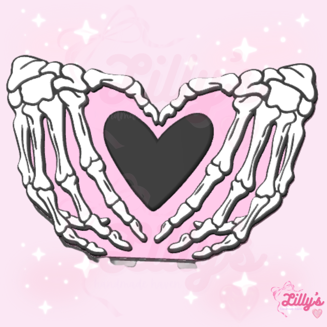 Skeleton Heart Hands Can Opener Keychain