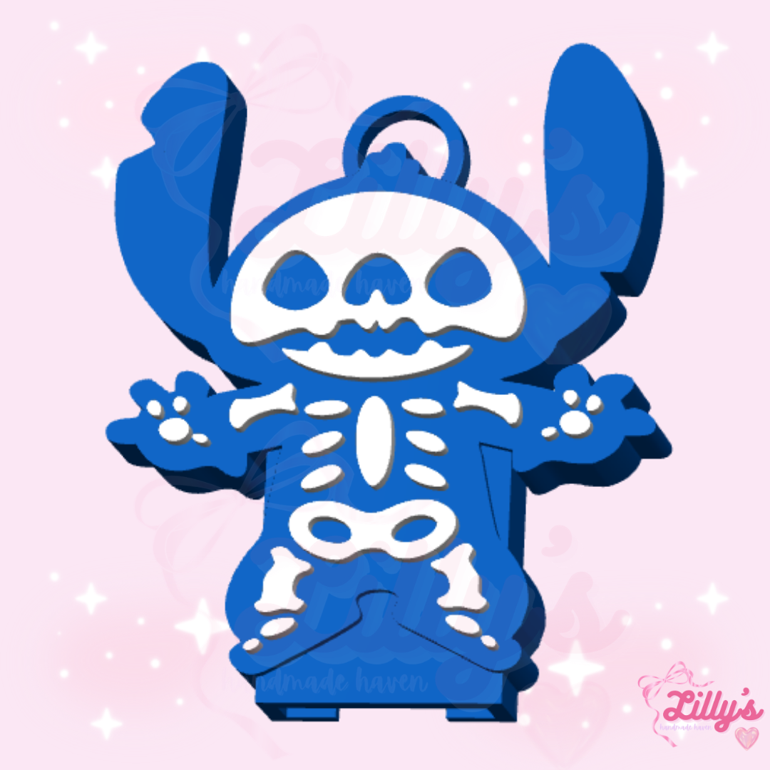 Blue Alien Skeleton Can Opener Keychain