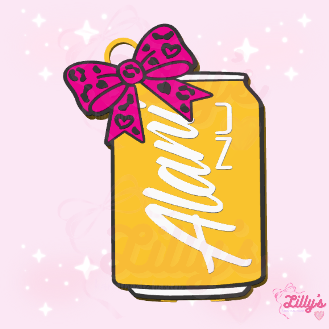 Energy Drink Leopard Bow Can Opener Keychain