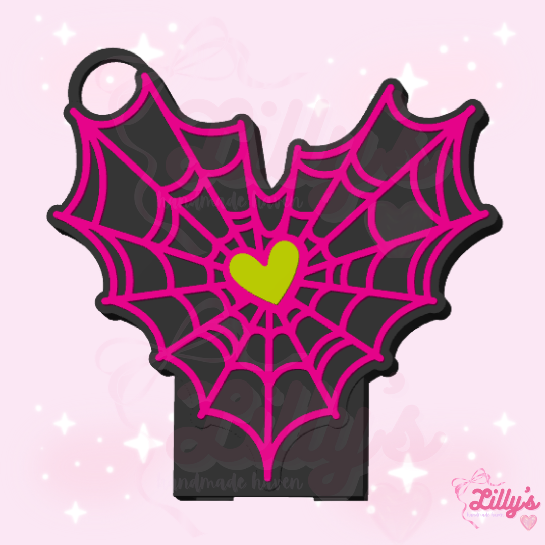 Spider Web Heart Can Opener Keychain