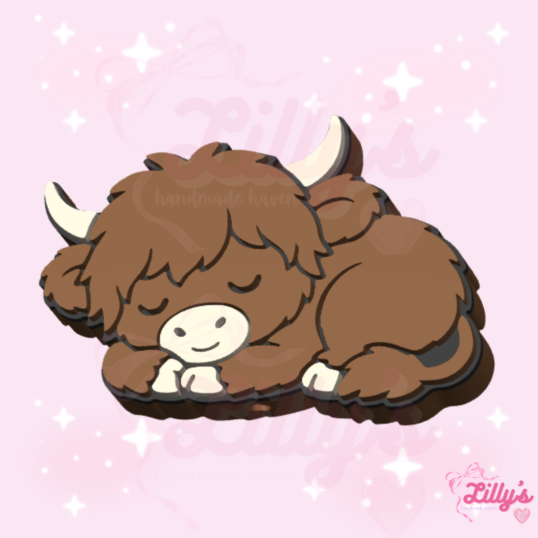 Sleeping Highland Cow Pen Topper