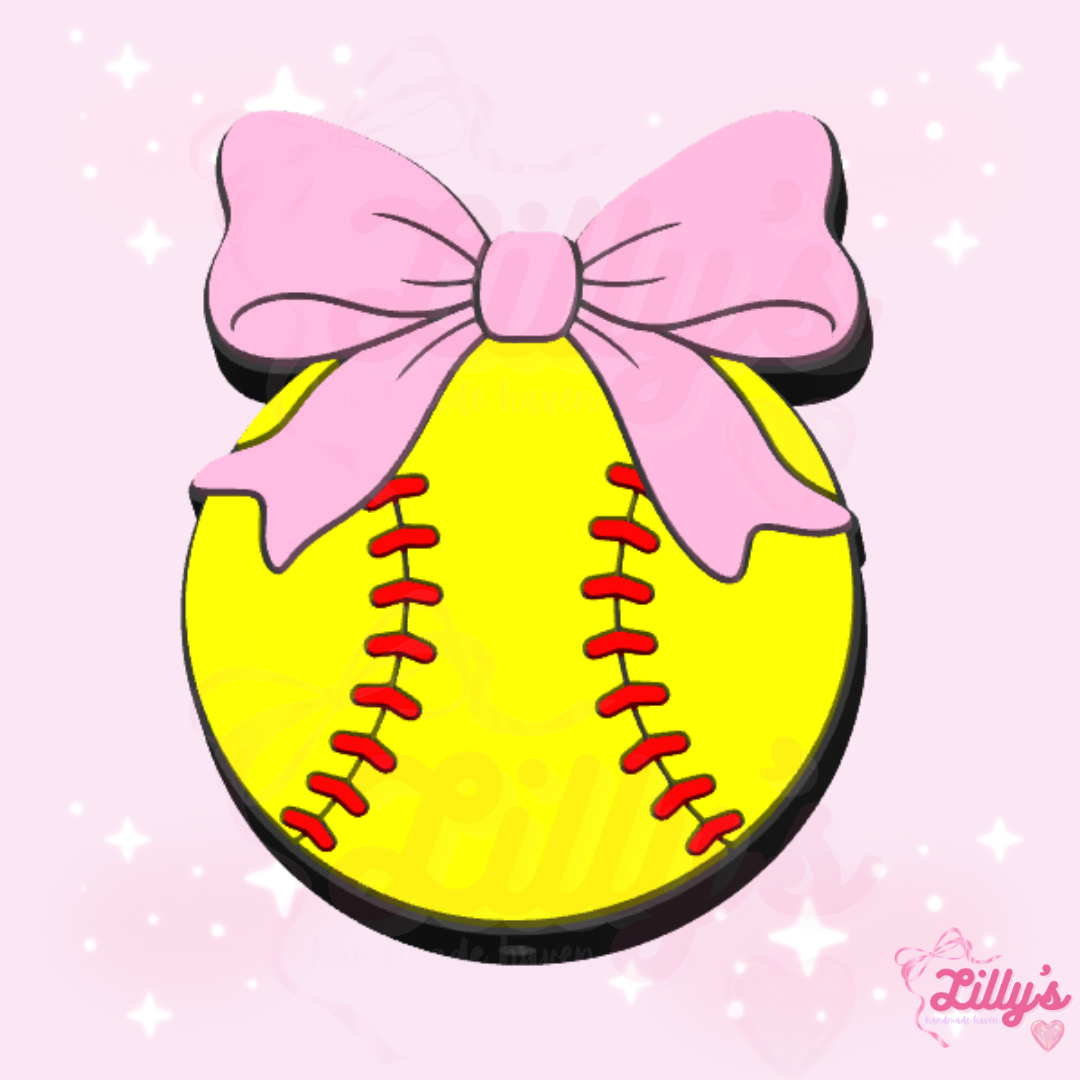 Softball with Bow Pen Topper