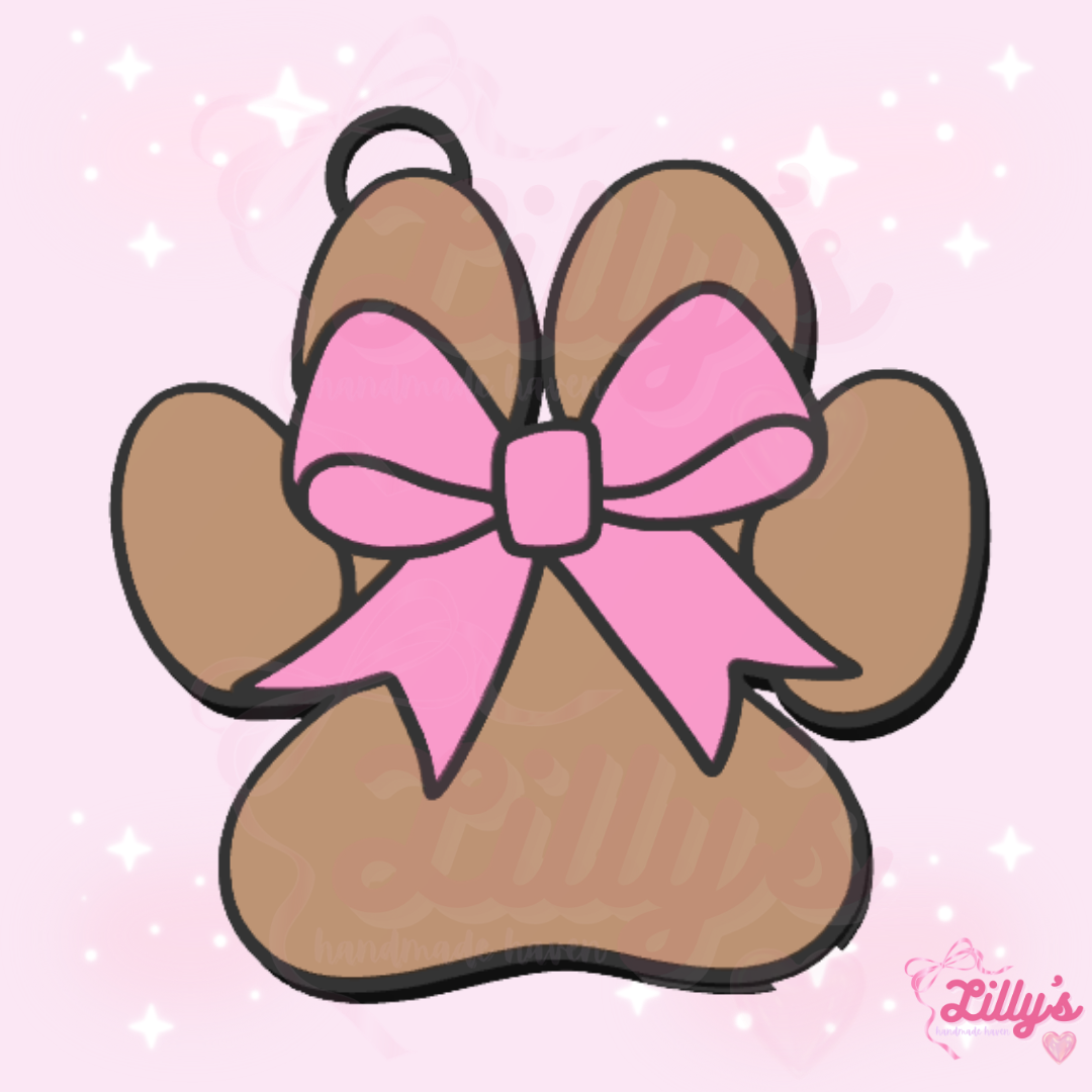 Dog Paw with Bow Can Opener Keychain