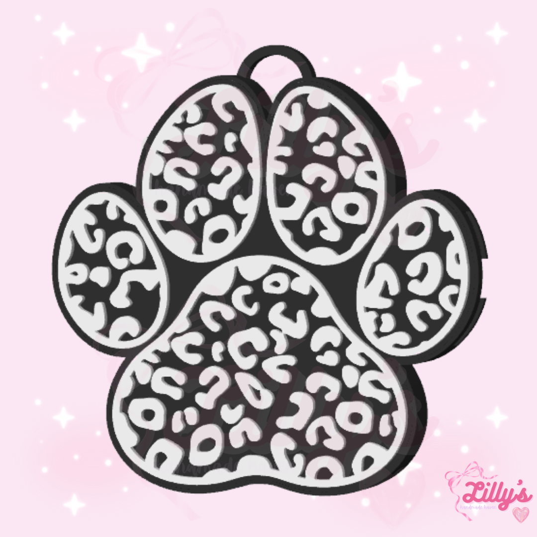 Dog Paw with Leopard Can Opener Keychain