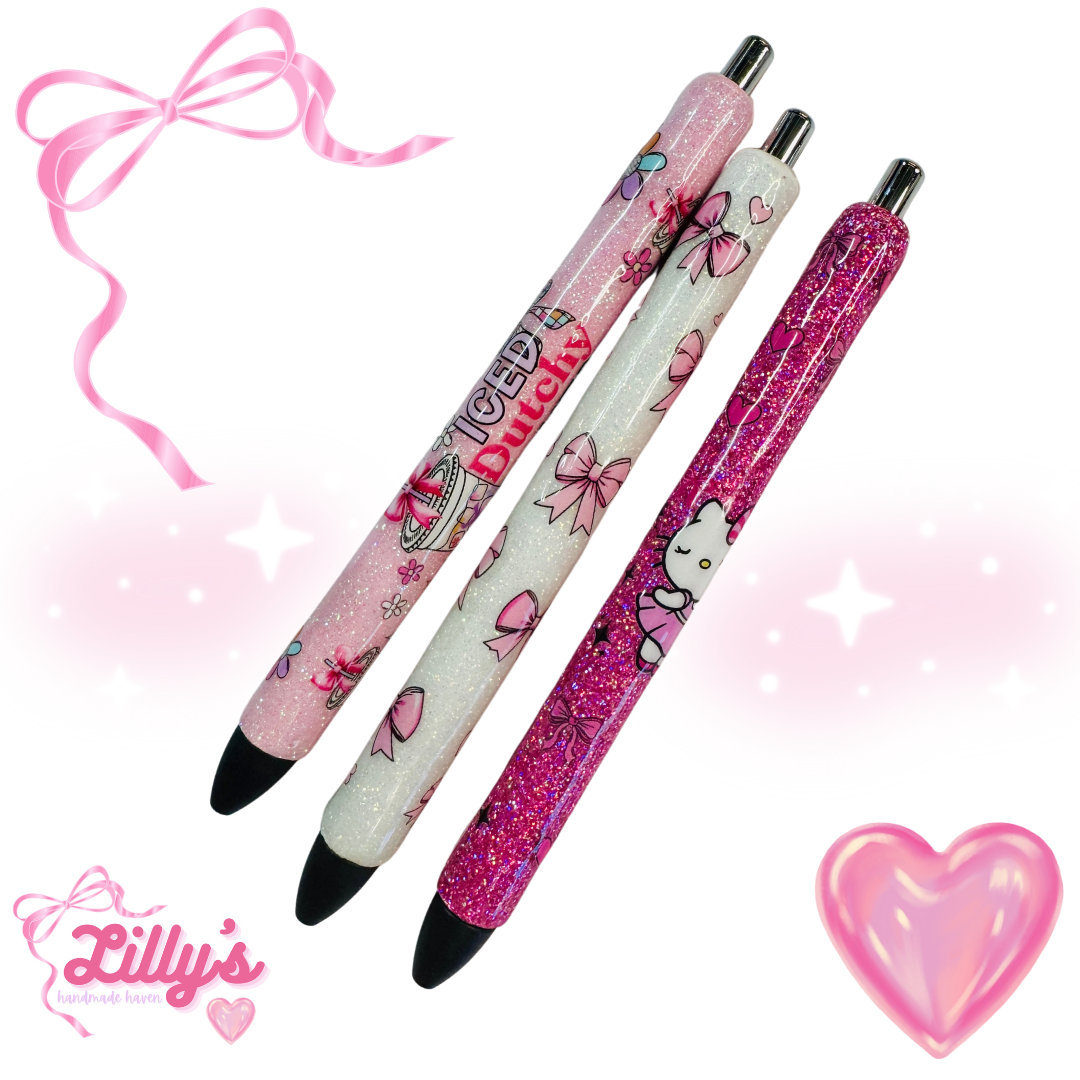 Drinks & Coffee Custom Glitter Resin Pens β Choose Your Wrap & Glitter