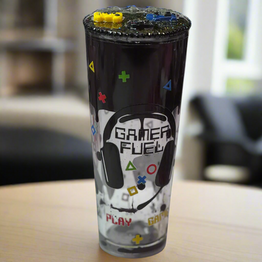 24 oz Gamer Lava Drip Snowglobe Tumbler – Level Up Your Sips!