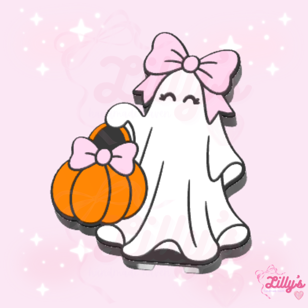 Ghost with Bow & Pumpkin Can Opener Keychain