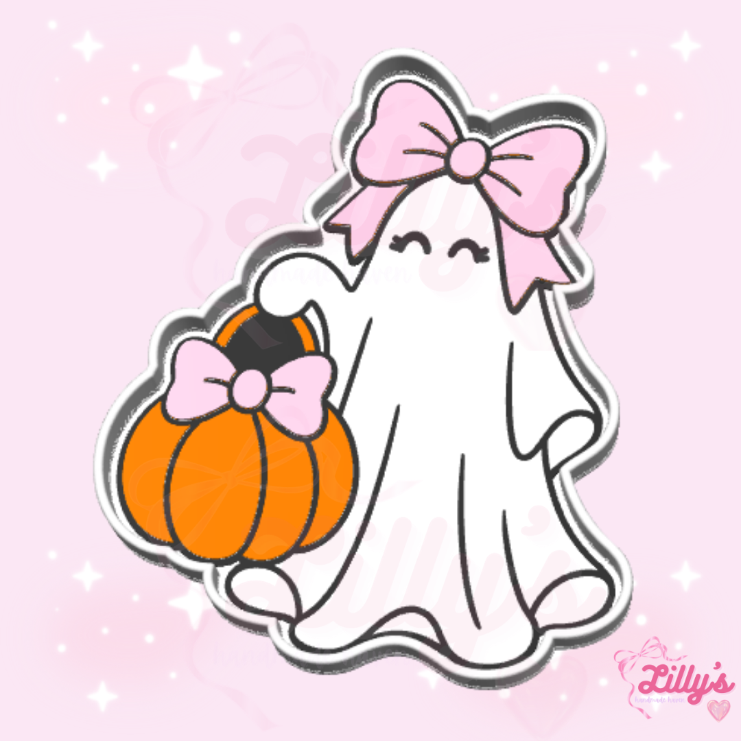 Ghost with Bow & Pumpkin Trinket Tray