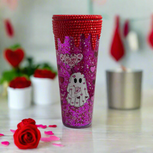 24 oz Snow Globe Tumbler – Be My Boo Ghost Edition
