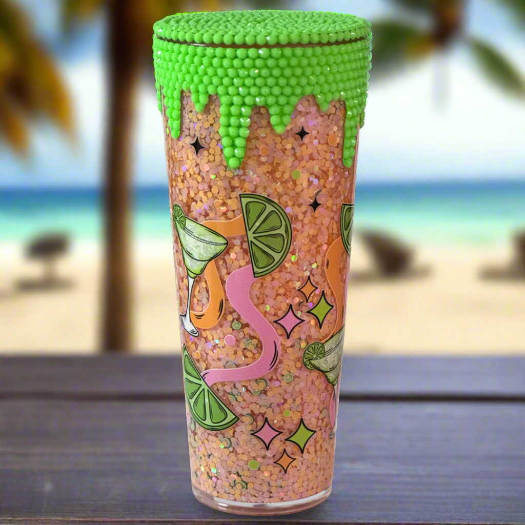 24 oz Margarita Snowglobe Tumbler – Sip, Sparkle, & Relax!