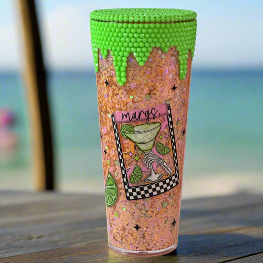24 oz Margarita Snowglobe Tumbler – Sip, Sparkle, & Relax!