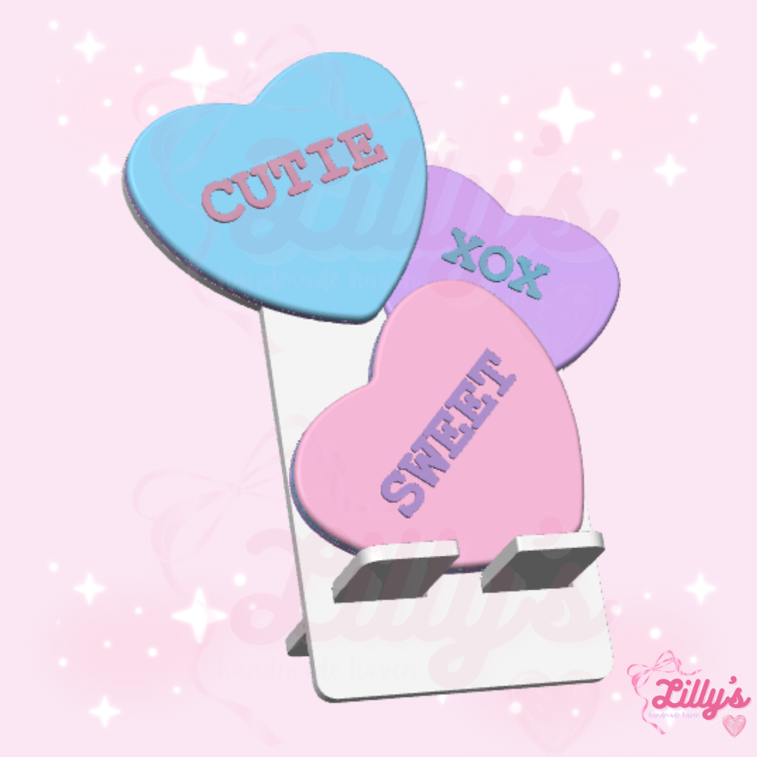 Hearts with Text Phone Holder