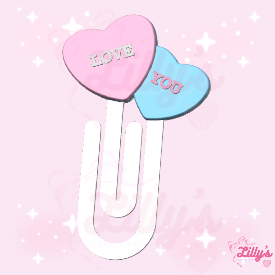 Hearts with Text Jumbo Paper Clip