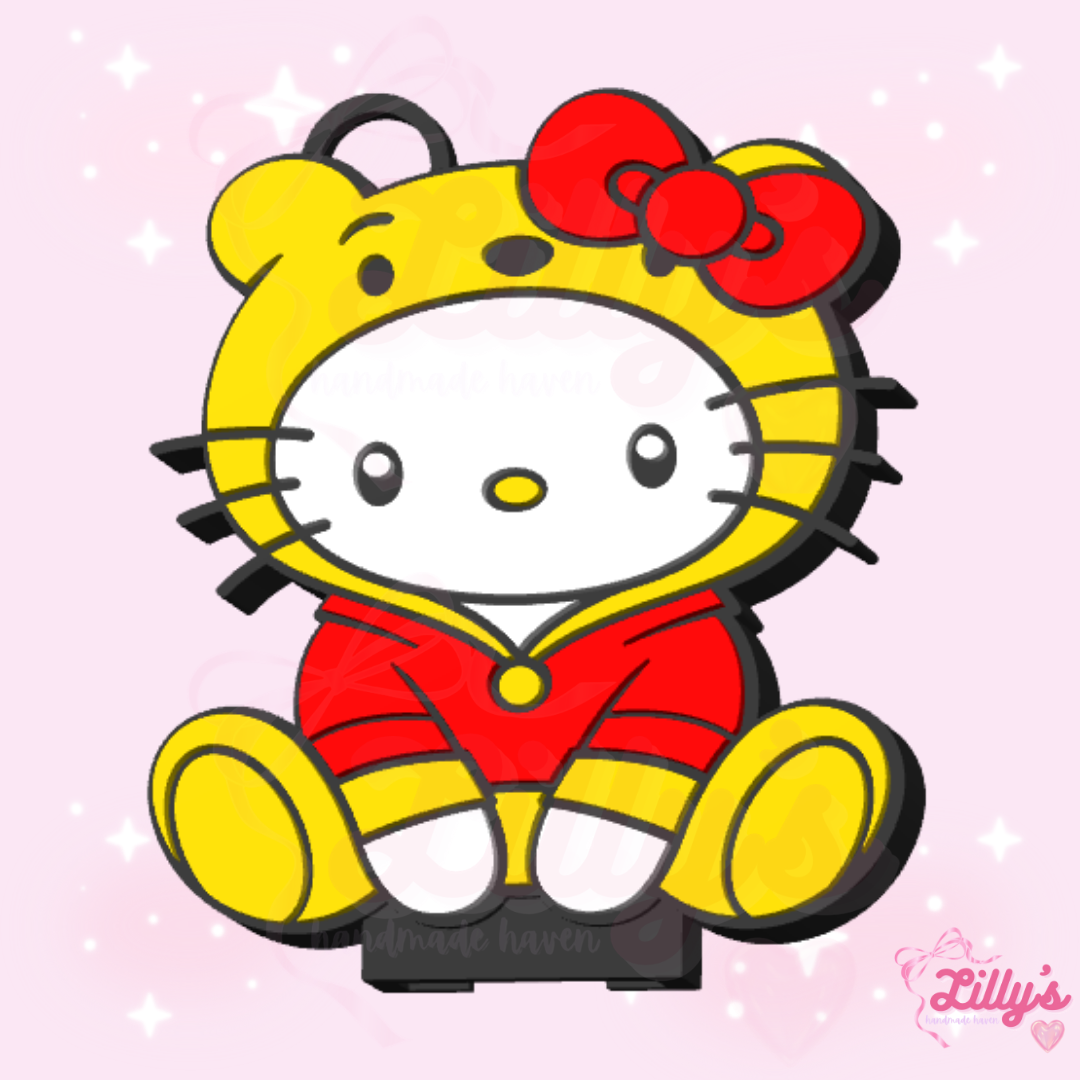 Cute Cat in Honey Bear Can Opener Keychain