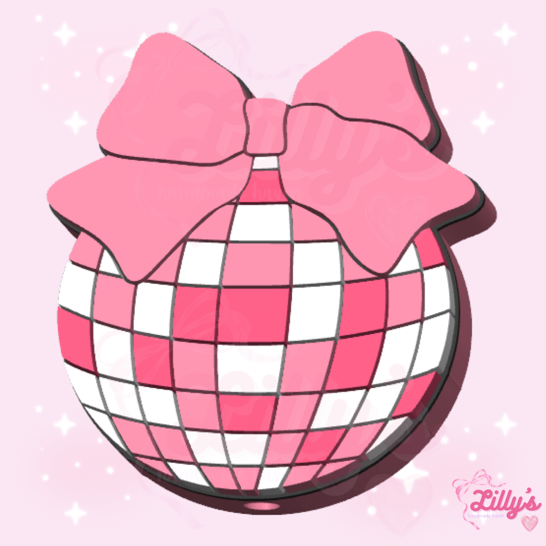 Disco Ball with Bow Pen Topper