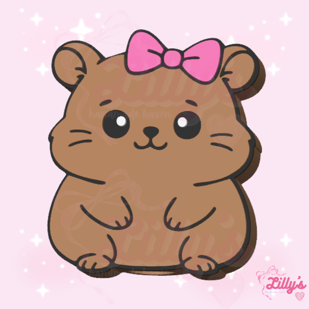 Hamster with Bow Straw Topper