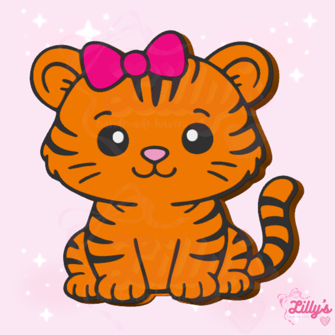 Tiger with Bow Straw Topper