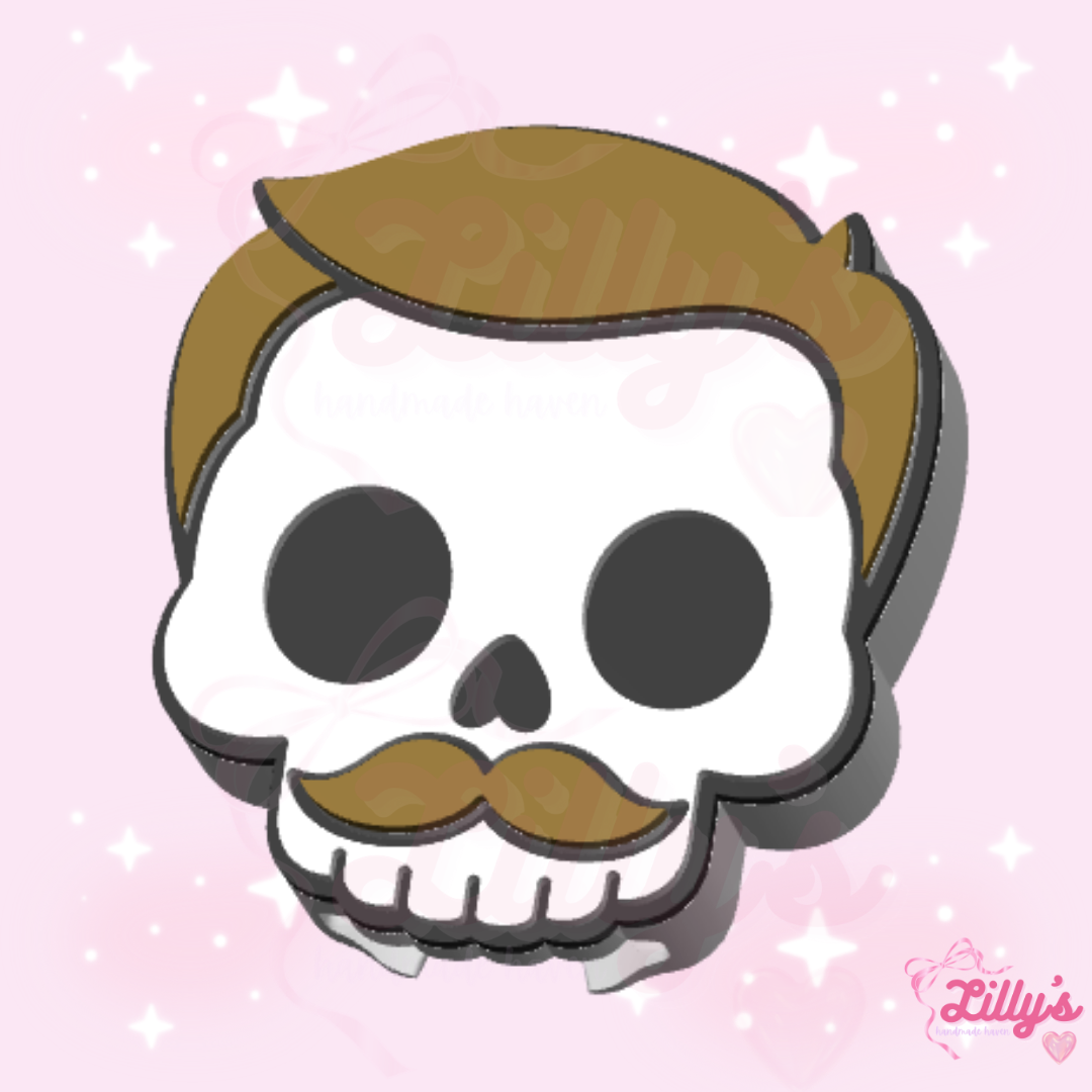Dad Skull with Mustache Can Opener Keychain