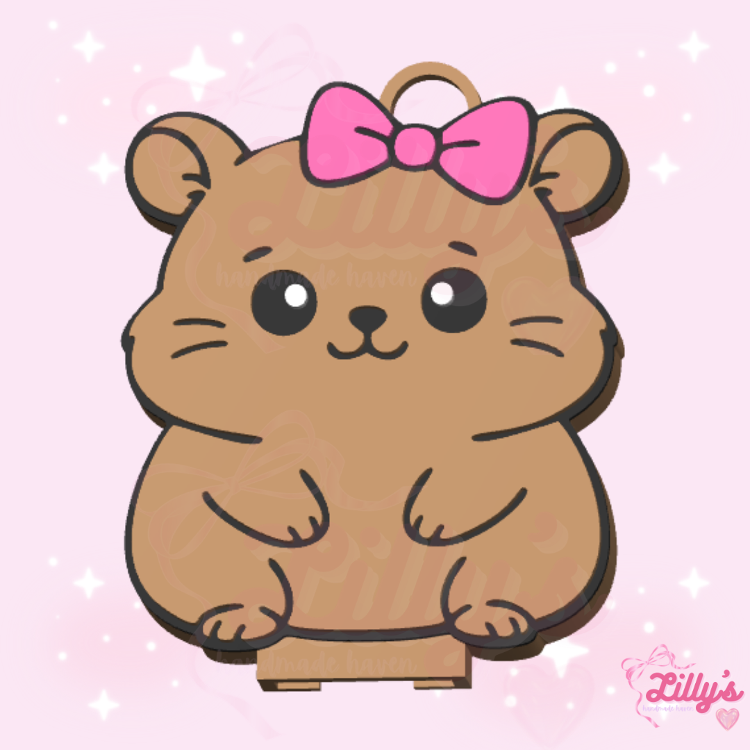 Hamster with Bow Can Opener Keychain