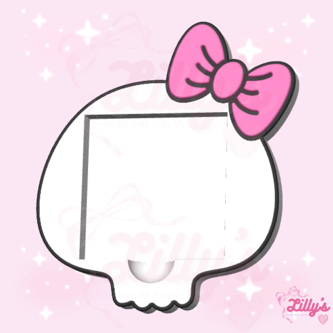 Skull with Bow Sticky Note Holder