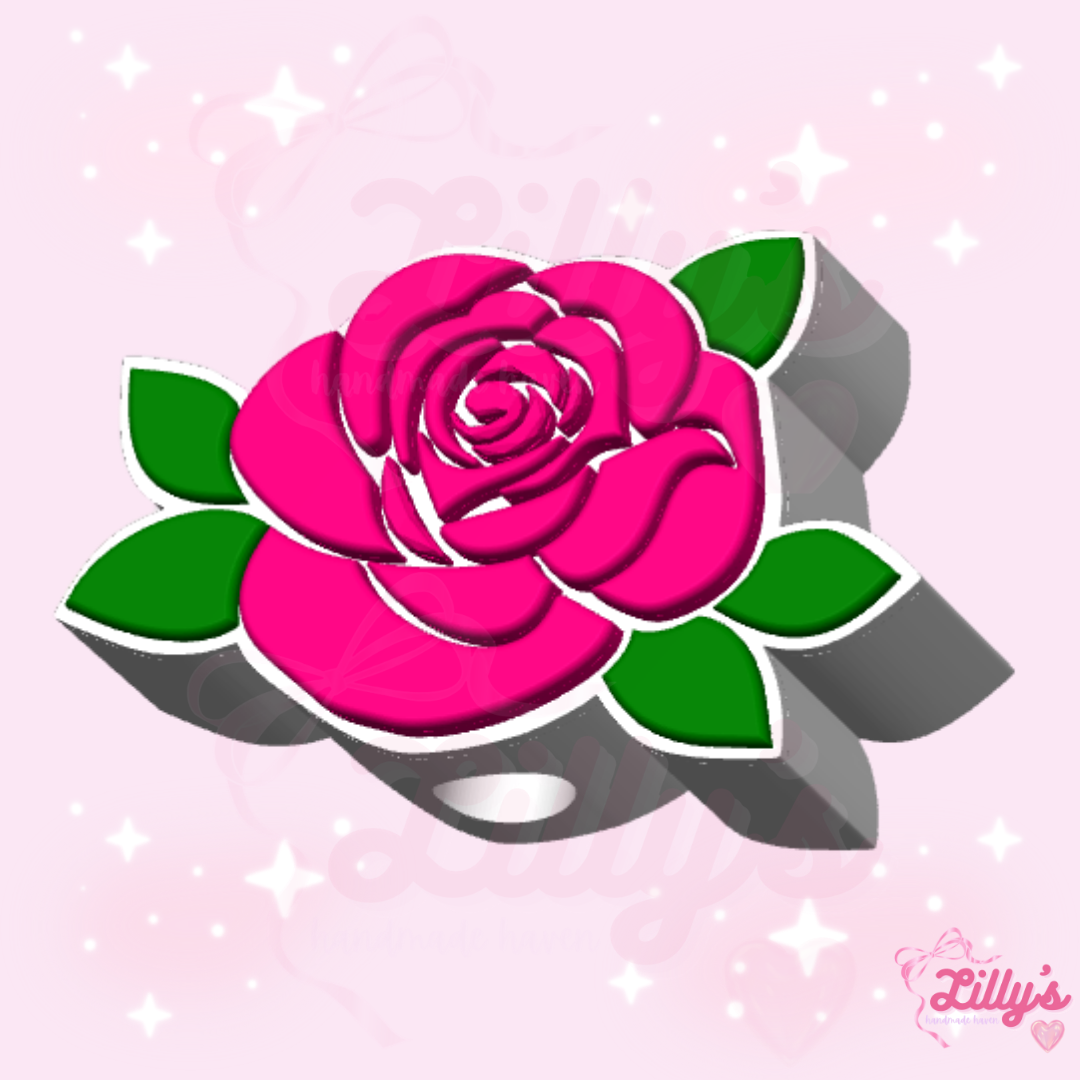 Rose with Leaves Straw Topper