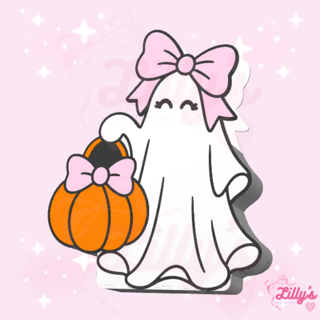 Ghost with Bow & Pumpkin Pen/Makeup Brush Holder