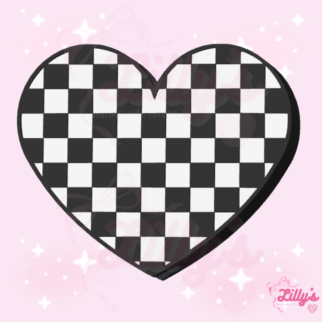 Checkered Heart Straw Topper