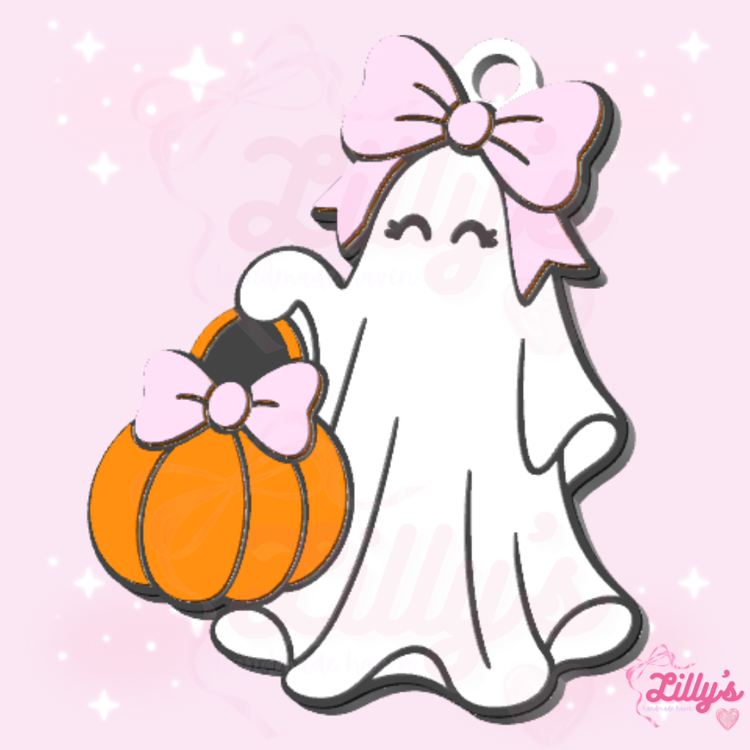 Ghost with Bow & Pumpkin NFC Tag