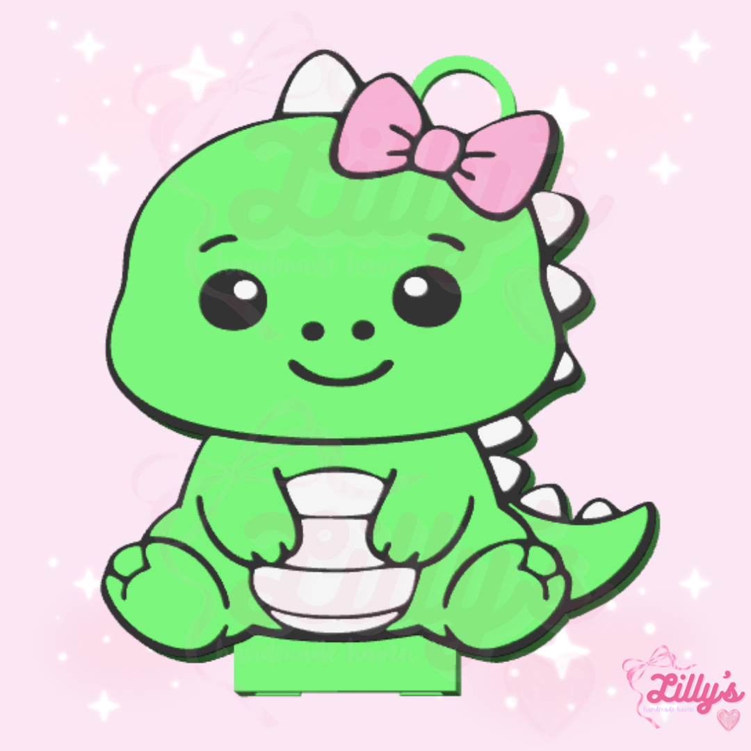 Dinosaur with Bow Can Opener Keychain