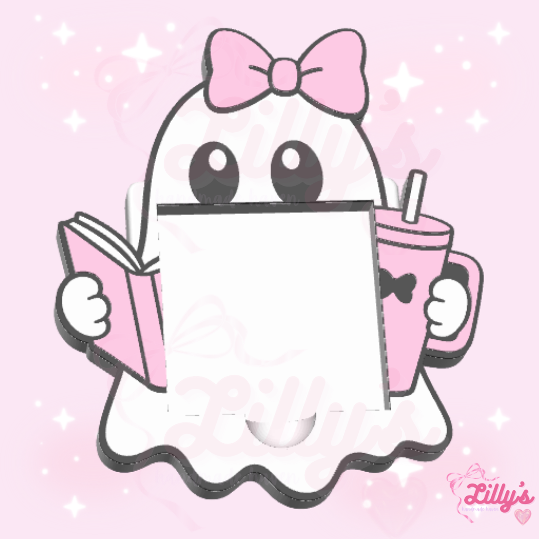 Ghost Book Lover Sticky Note Holder