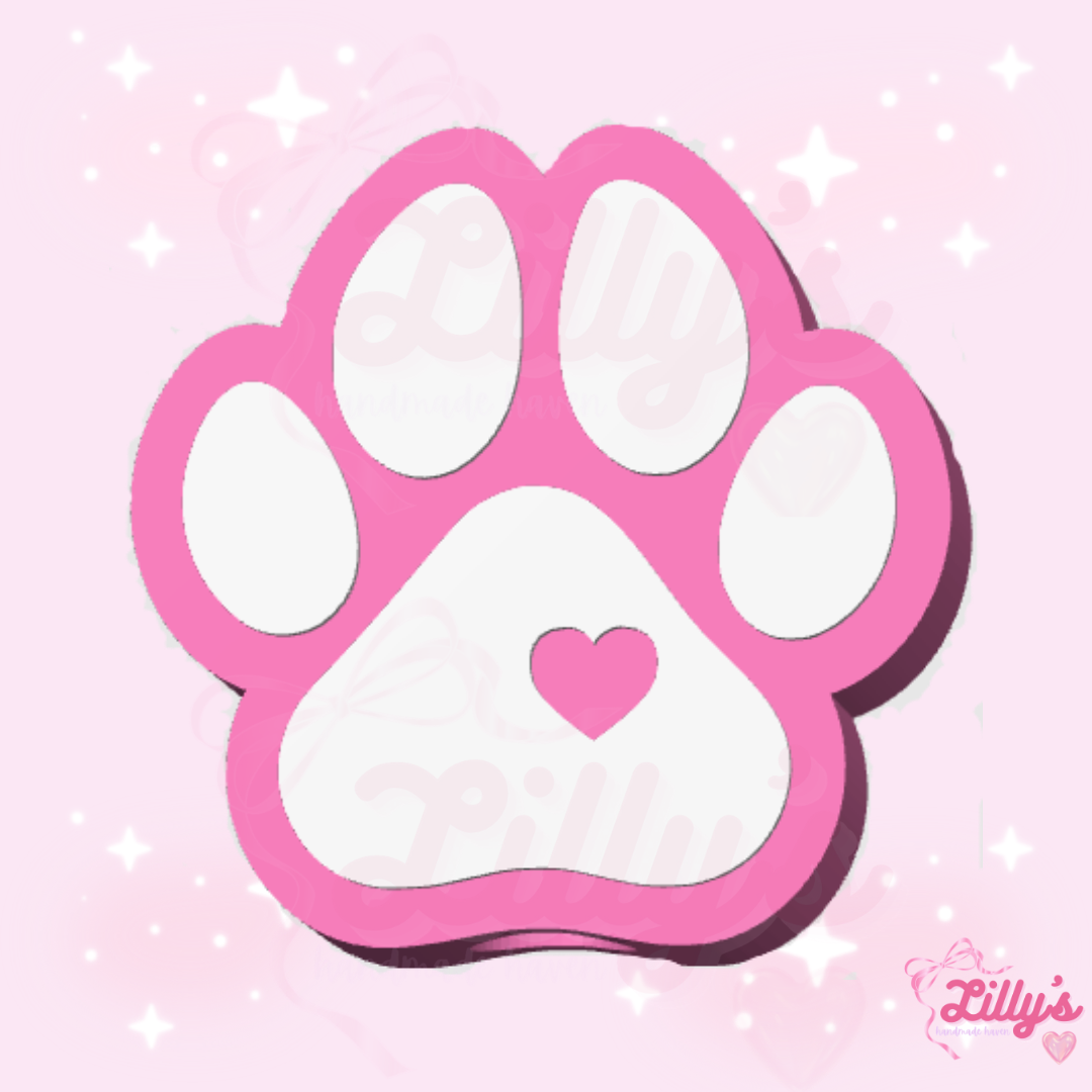Dog Paw with Heart Straw Topper