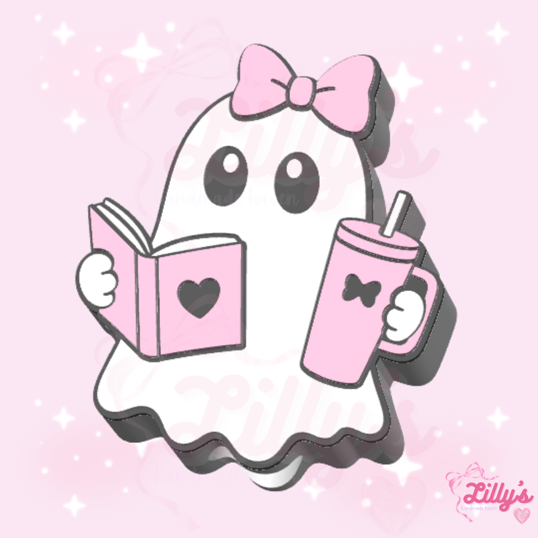 Ghost Book Lover Straw Topper