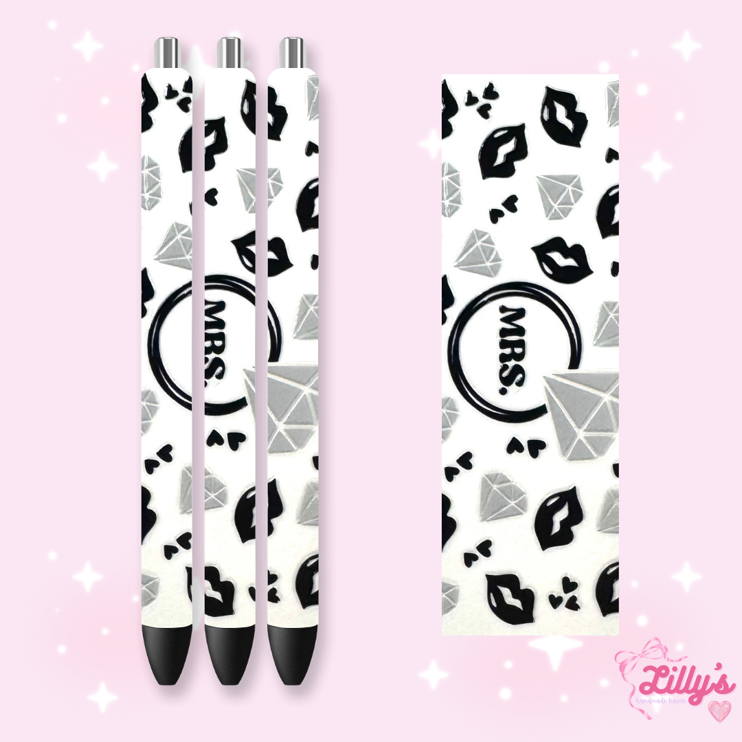 Girly, Bows, Mama & Dog Custom Glitter Resin Pens β Choose Your Wrap & Glitter