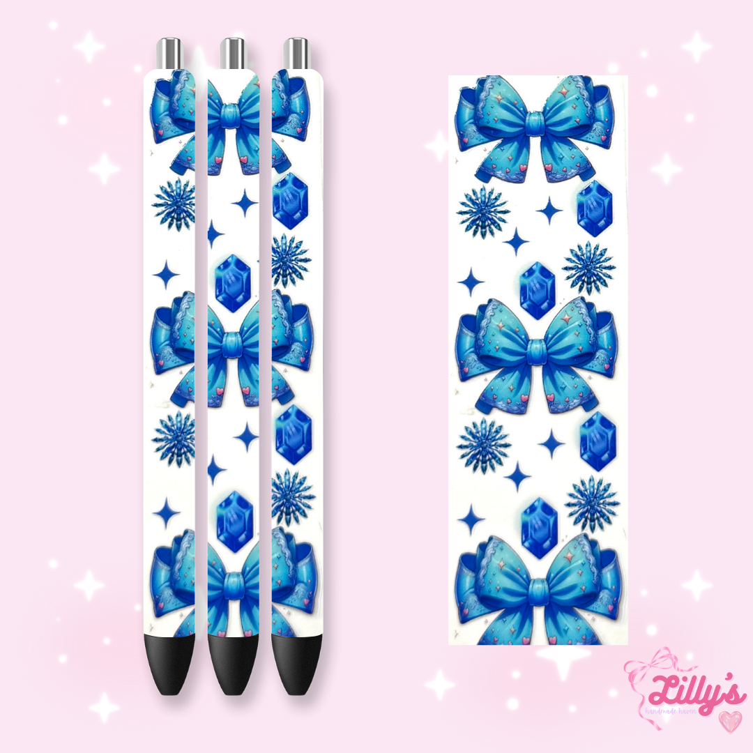 Girly, Bows, Mama & Dog Custom Glitter Resin Pens β Choose Your Wrap & Glitter