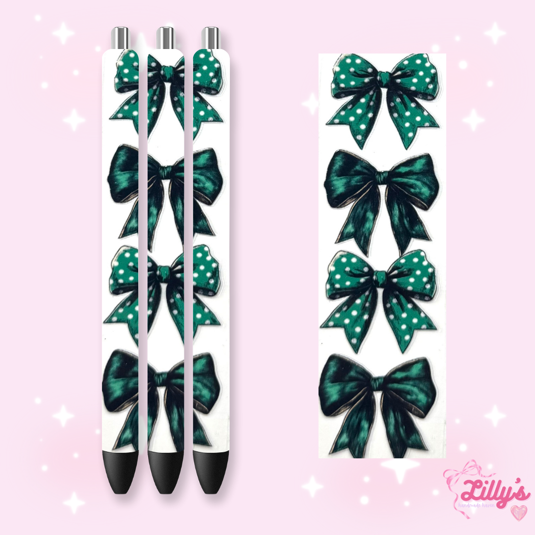 Girly, Bows, Mama & Dog Custom Glitter Resin Pens β Choose Your Wrap & Glitter