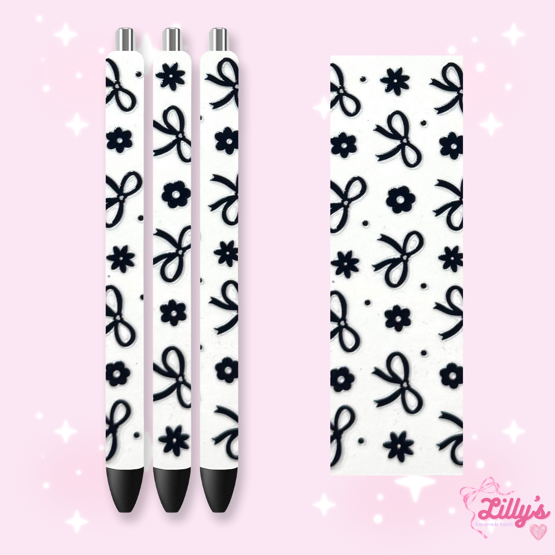 Girly, Bows, Mama & Dog Custom Glitter Resin Pens β Choose Your Wrap & Glitter