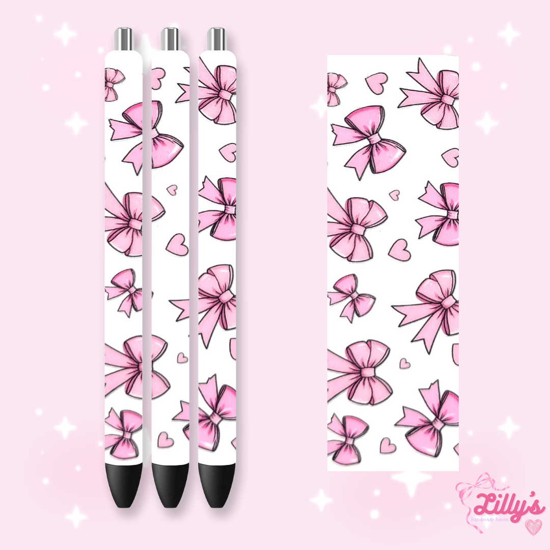 Girly, Bows, Mama & Dog Custom Glitter Resin Pens β Choose Your Wrap & Glitter