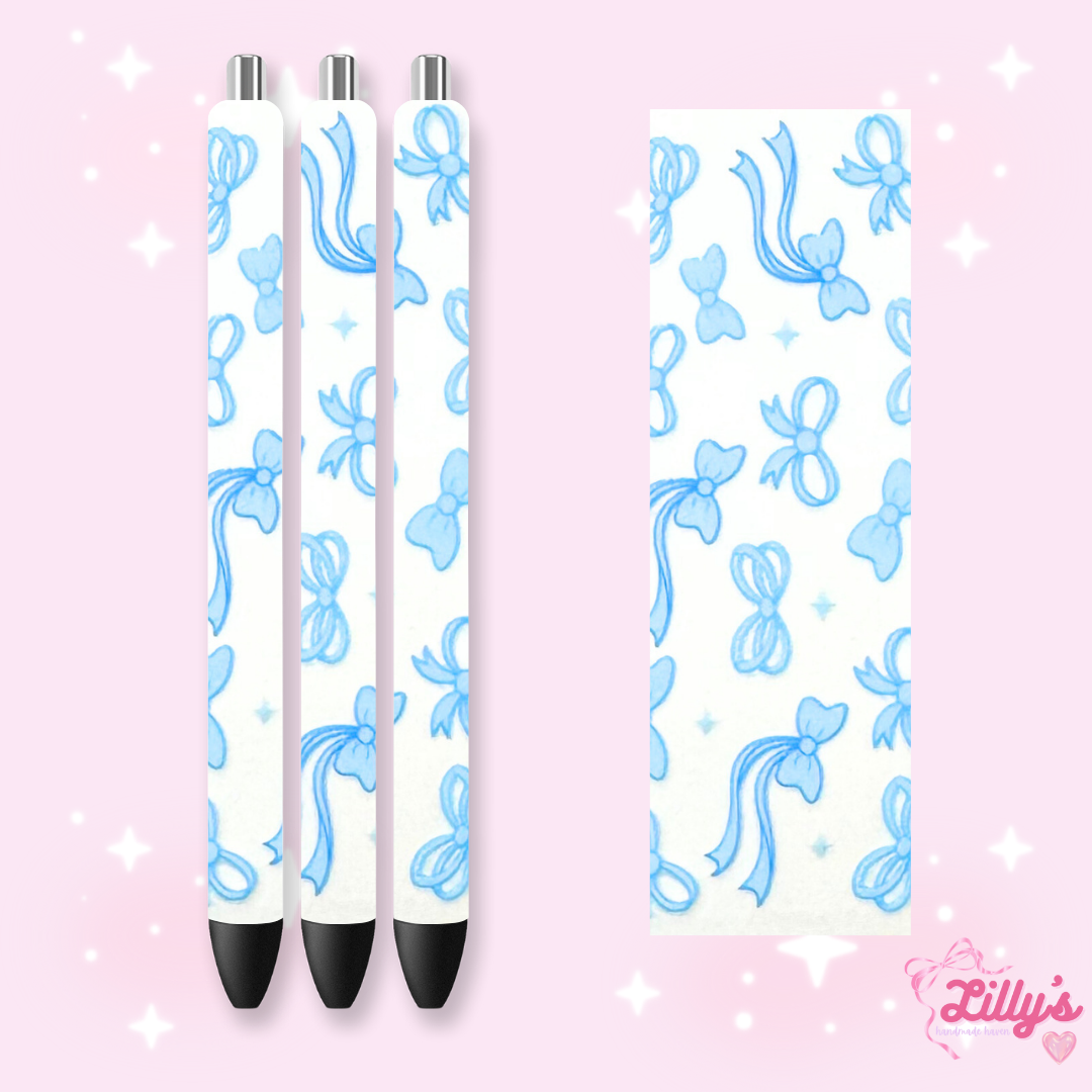 Girly, Bows, Mama & Dog Custom Glitter Resin Pens β Choose Your Wrap & Glitter