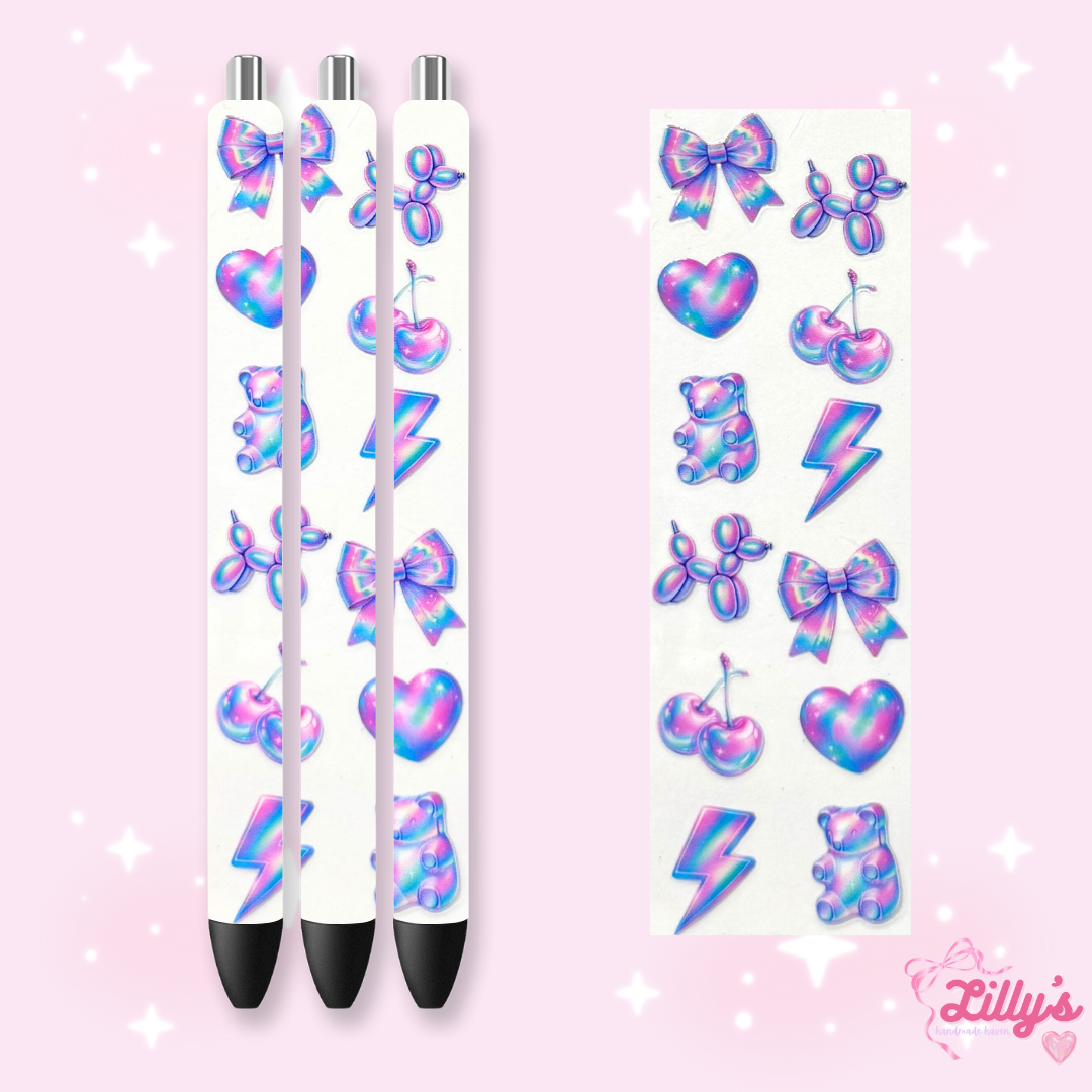 Girly, Bows, Mama & Dog Custom Glitter Resin Pens β Choose Your Wrap & Glitter