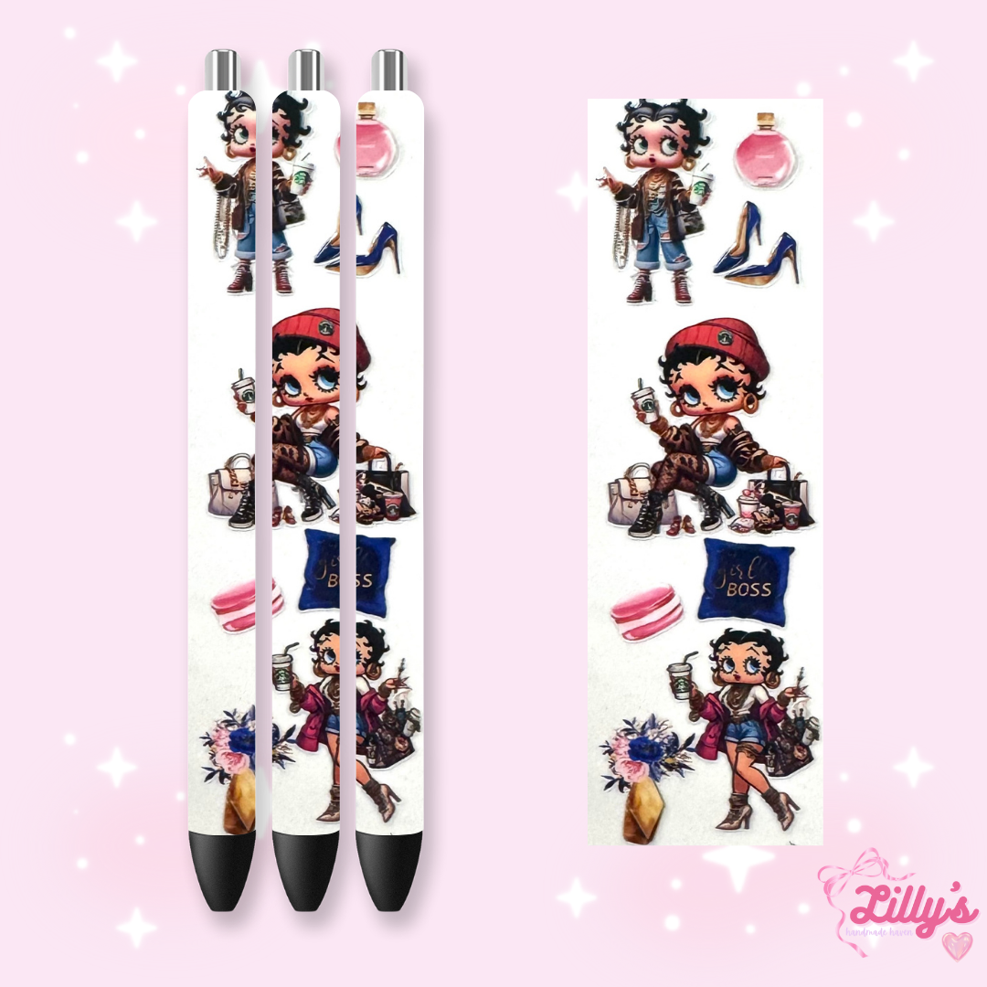 Cartoon & Movie Custom Glitter Resin Pens β Choose Your Wrap & Glitter