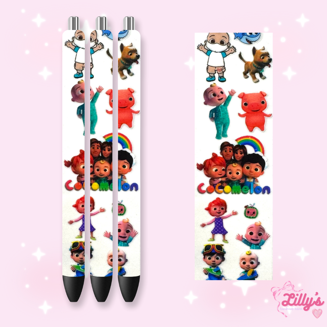 Cartoon & Movie Custom Glitter Resin Pens β Choose Your Wrap & Glitter