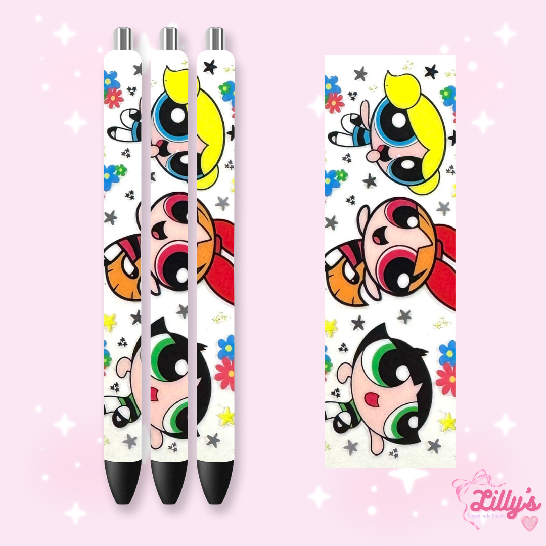 Cartoon & Movie Custom Glitter Resin Pens β Choose Your Wrap & Glitter