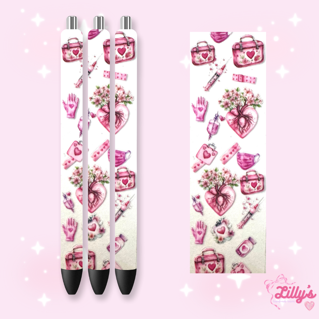 Nurse, Teacher & Sports Custom Glitter Resin Pens β Choose Your Wrap & Glitter