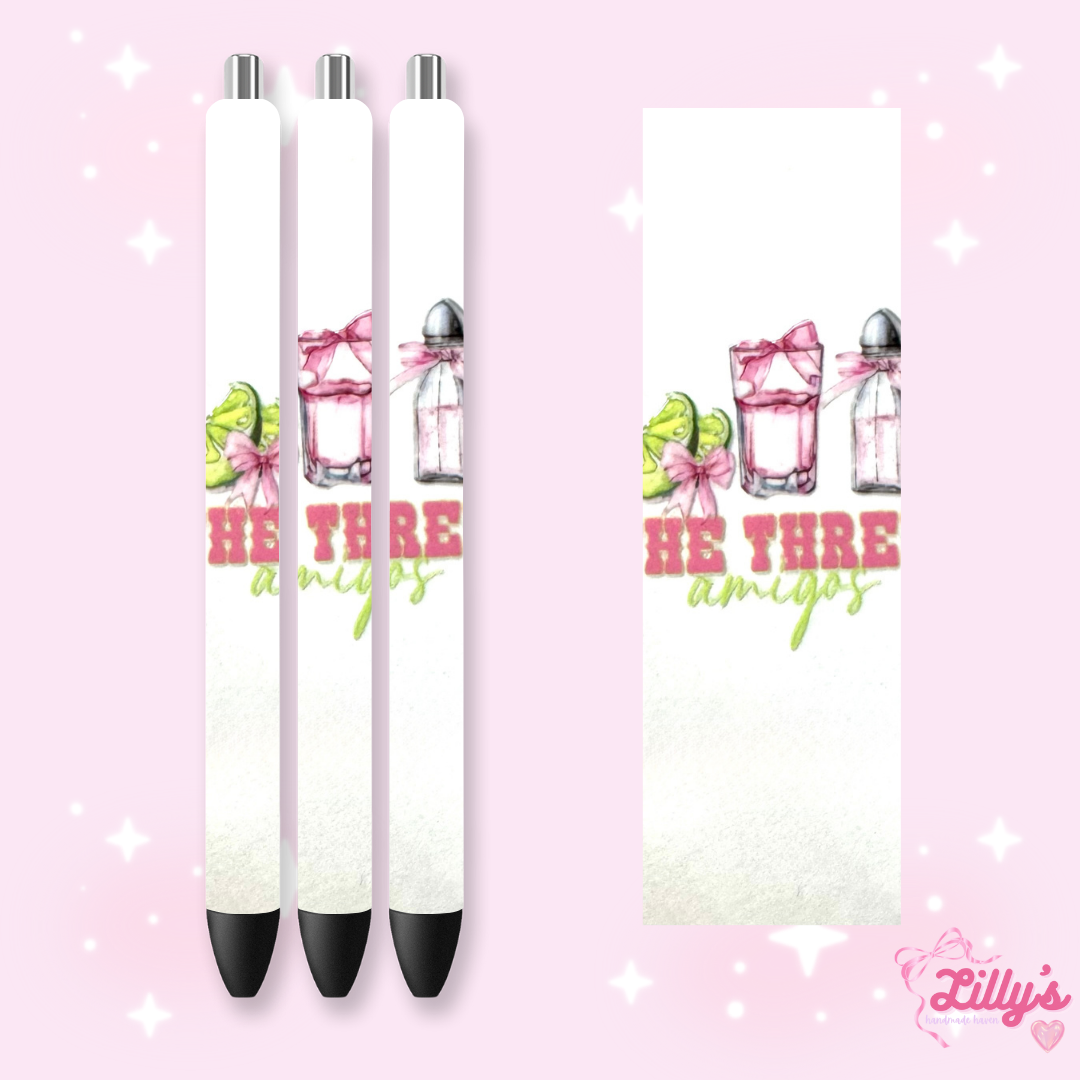 Drinks & Coffee Custom Glitter Resin Pens β Choose Your Wrap & Glitter